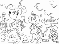 Animals going to school