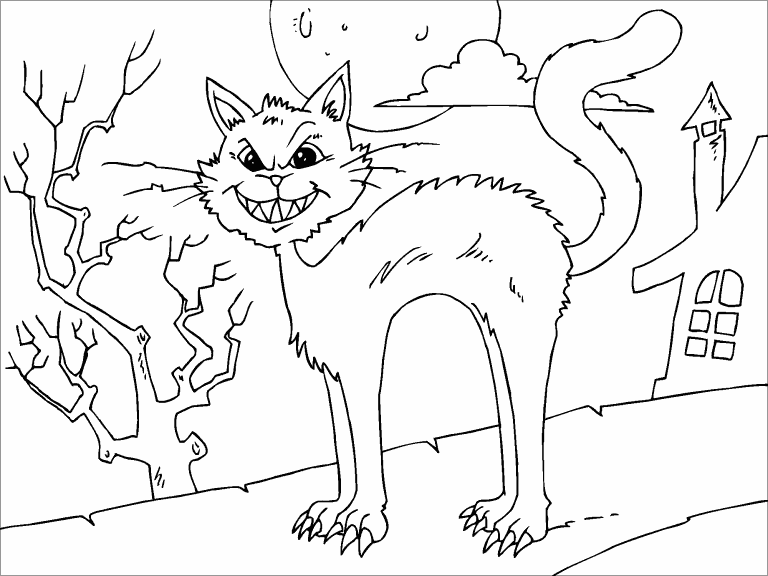 Scary Cat coloring page - Coloring Pages 4 U