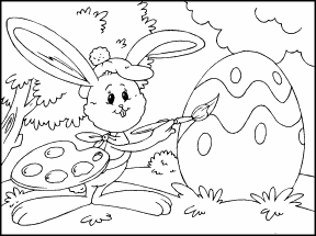 Easter Bunny decorates egg