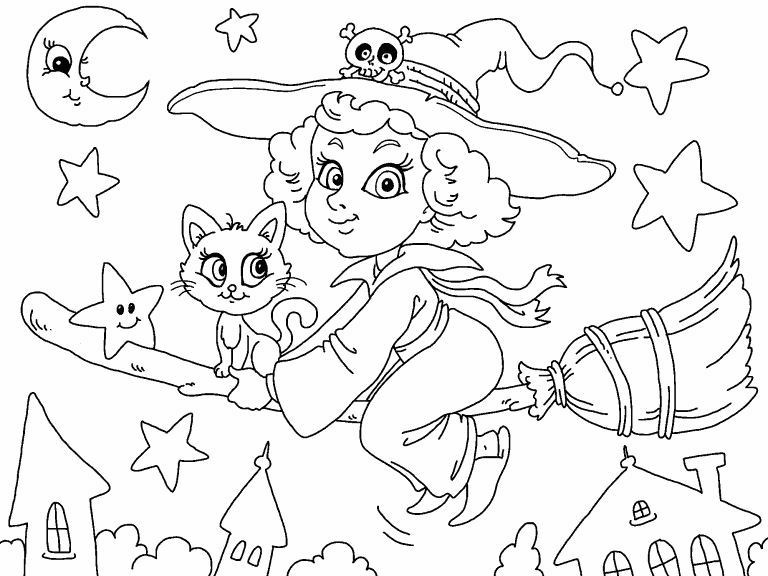 Cute Witch coloring page - Coloring Pages 4 U