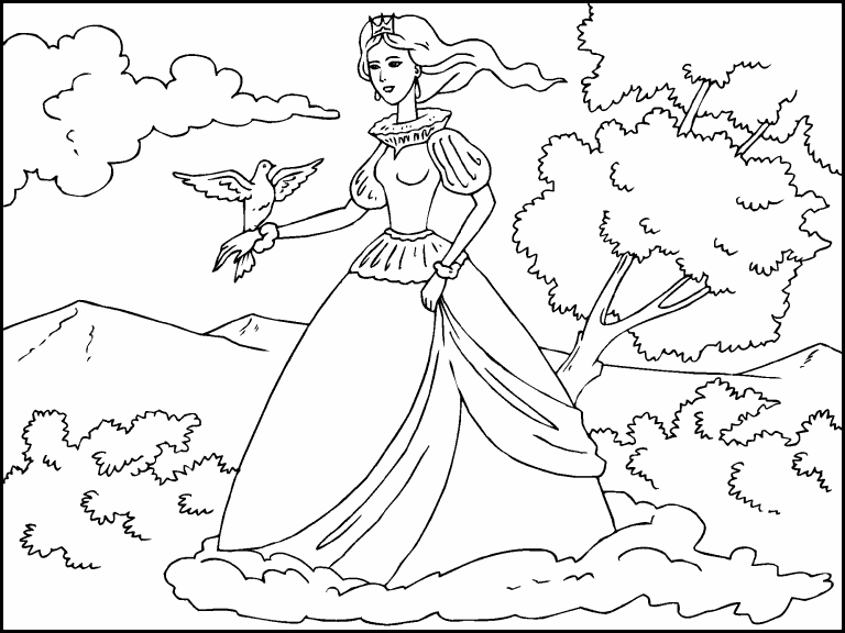 Princess in the Forest coloring page - Coloring Pages 4 U