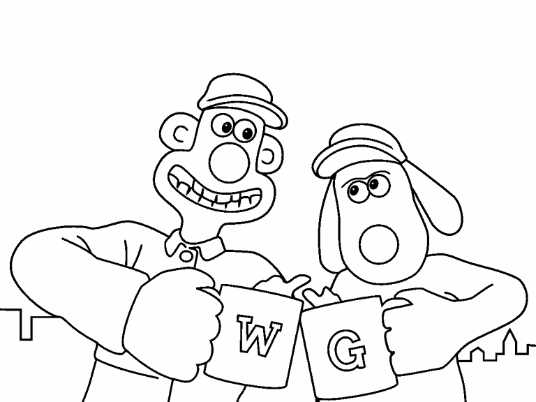 Wallace and Gromit: Tea coloring page - Coloring Pages 4 U