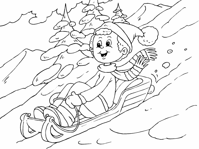 Tobogganing coloring page - Coloring Pages 4 U