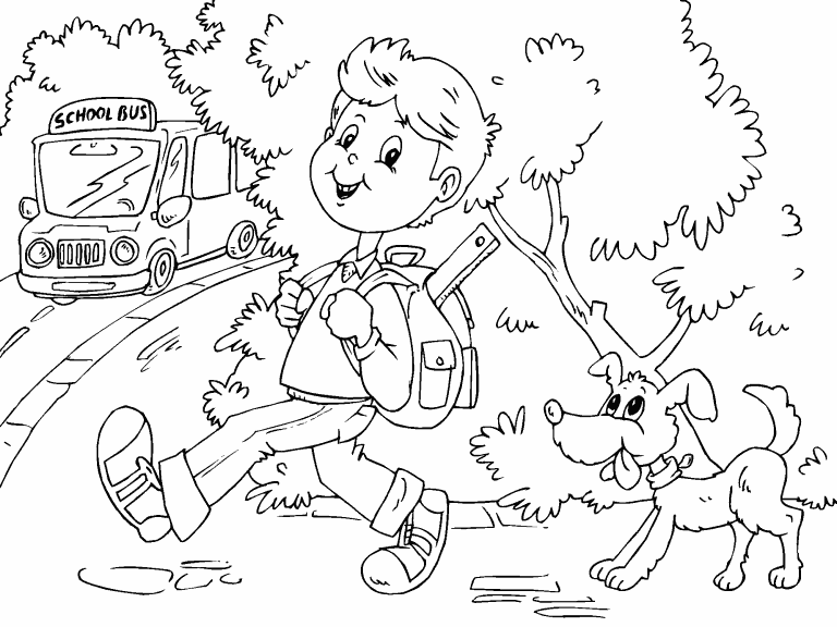 Catching The Bus To School Coloring Page Coloring Pages 4 U