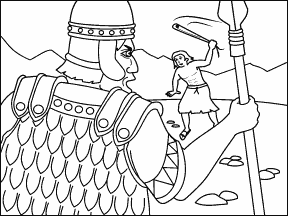 David battles Goliath