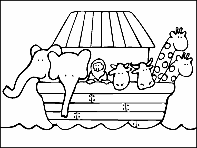 Noah Ark With Color Coloring Pages