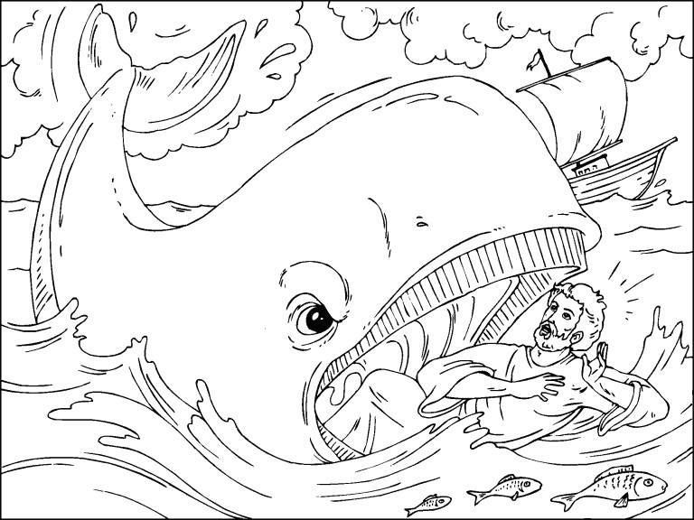 Jonah and the Whale coloring page - Coloring Pages 4 U