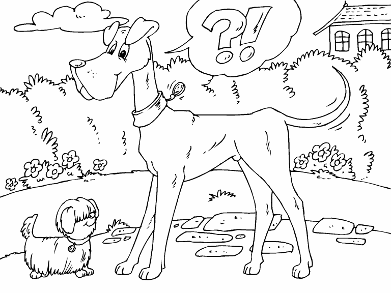 Big Dog, Small Dog coloring page - Coloring Pages 4 U