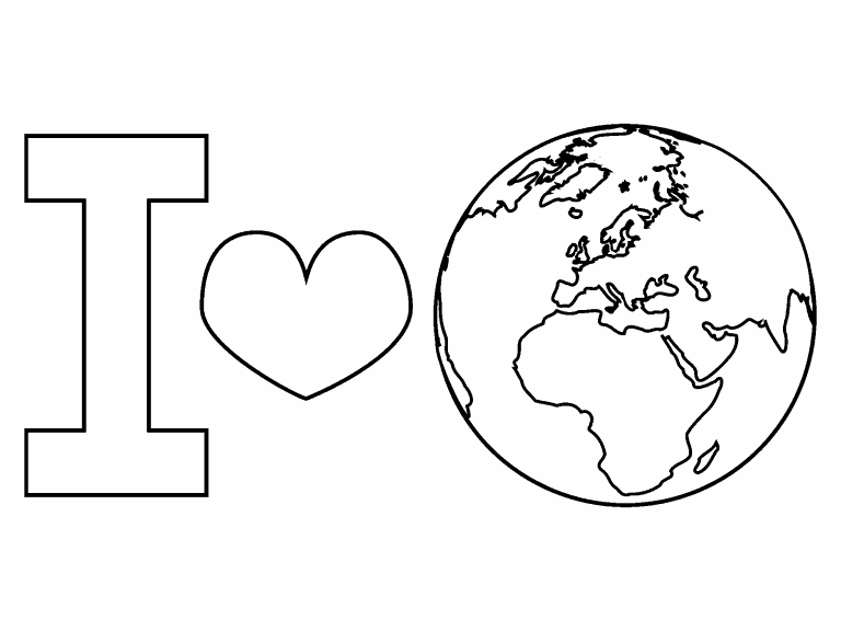 Free Coloring Page 22 Apr 2023 I Love the Earth