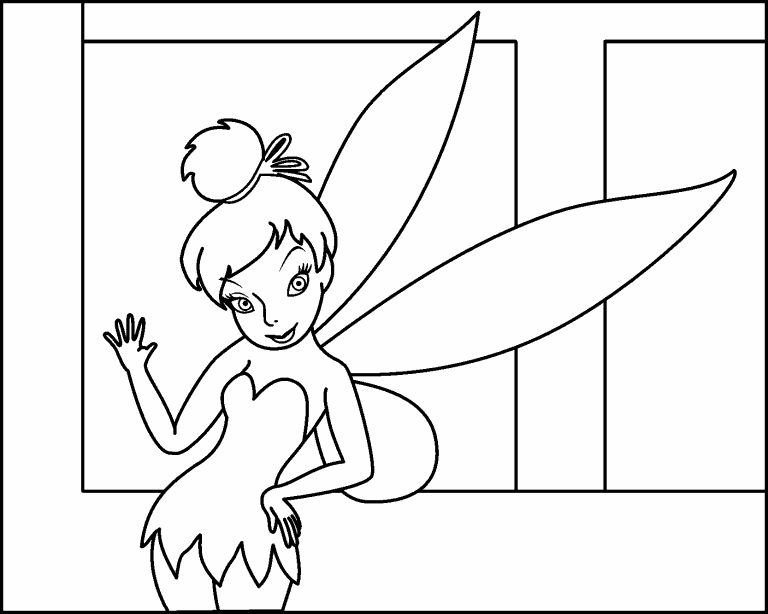 Tinkerbell fairy waves coloring page - Coloring Pages 4 U