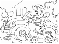 Father and Son in cars