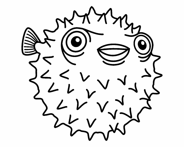 Porcupine Puffer fish coloring page - Coloring Pages 4 U
