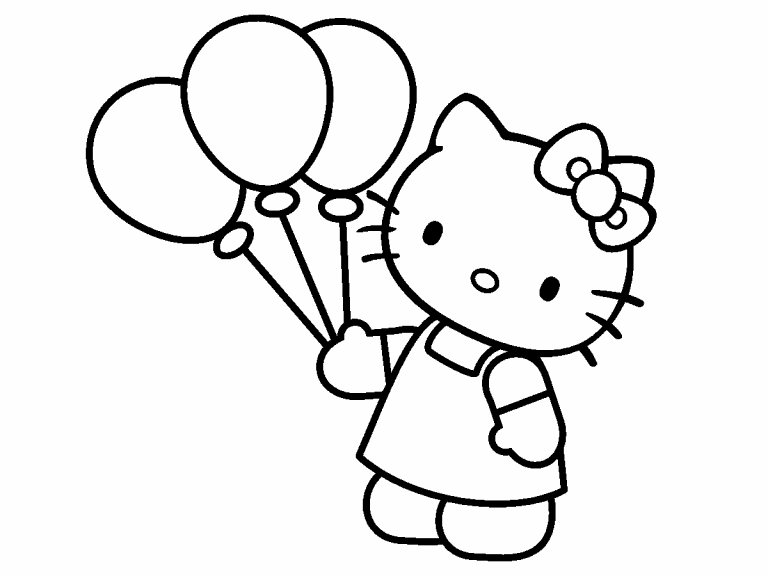 Hello Kitty with Balloons coloring page - Coloring Pages 4 U