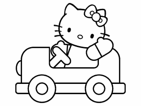 Hello Kitty in her Car