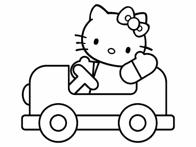 Hello Kitty in her Car