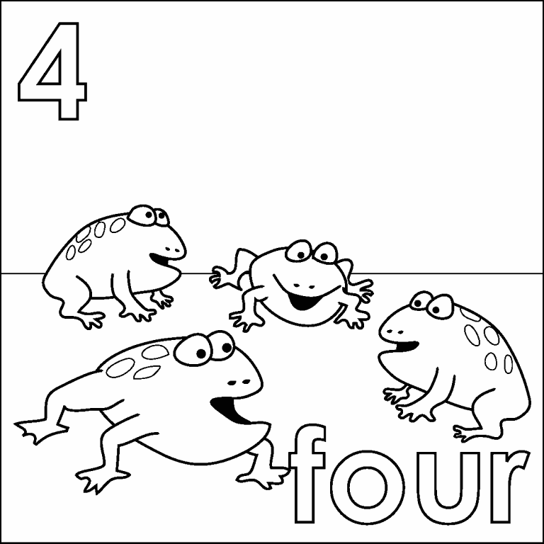 Four Frogs coloring page - Coloring Pages 4 U