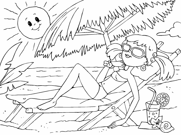 Lazing at the Beach coloring page - Coloring Pages 4 U